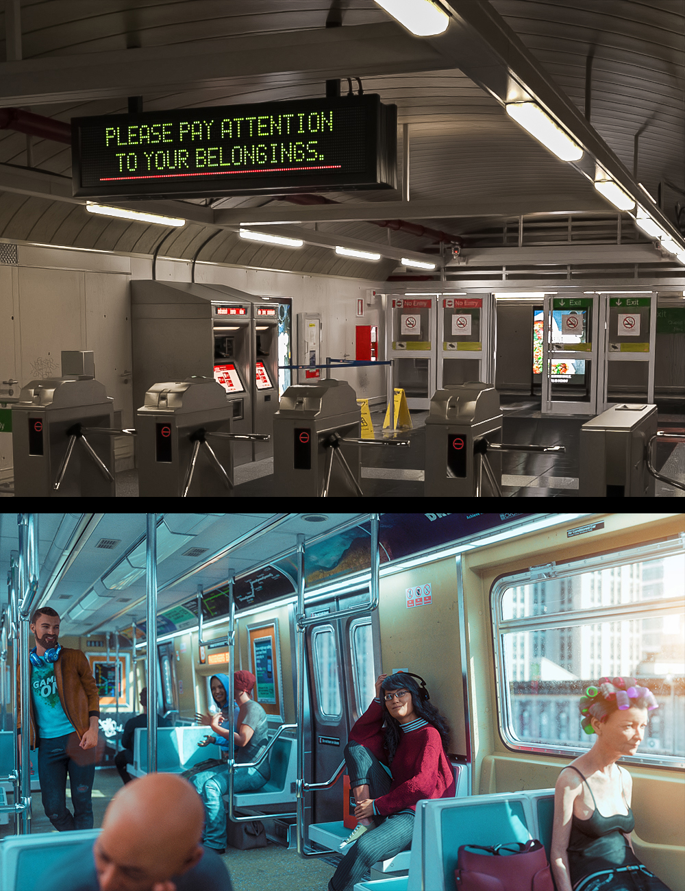 Morning Subway Commute Bundle by: , 3D Models by Daz 3D