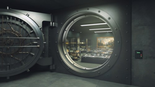 Entrance to a bank vault 3D environment